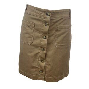 Loft Womens Tan Cotton Button-Down Skirt With Front Pockets  Sz 14T